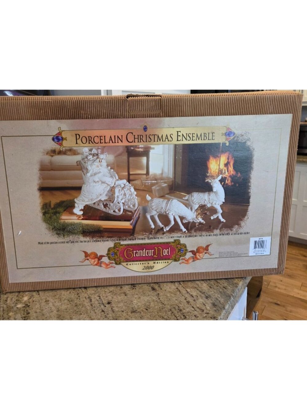 Grandeur Noel Porcelain Christmas Ensemble 2000 Edition Santa Reindeer Sleigh